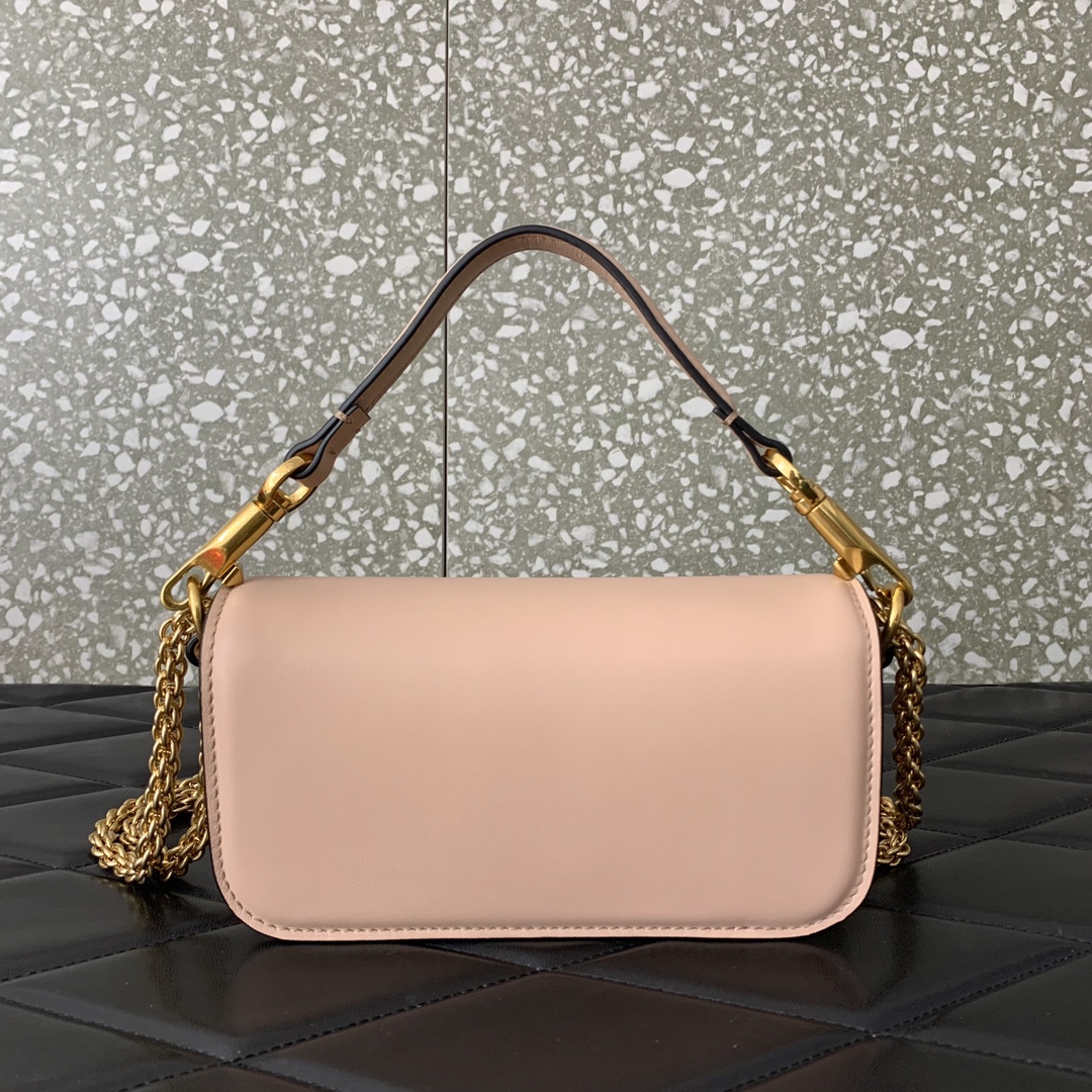 Valentino Garavani Loco Small Shoulder Bag in Rose Quartz Calfskin Leather 